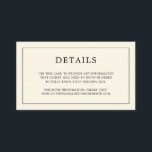 Carte D'accompagnement Simple Monogramme Crème Élégant Mariage<br><div class="desc">Carte de supplément de mariage simple et élégante avec un design moderne et élégant avec vos détails entourés d'une fine bordure et votre monogramme au dos. Tous les éléments de conception sont en noir sur un fond ivoire / crème neutre et peuvent être modifiés dans l'outil d'édition de conception. Un...</div>