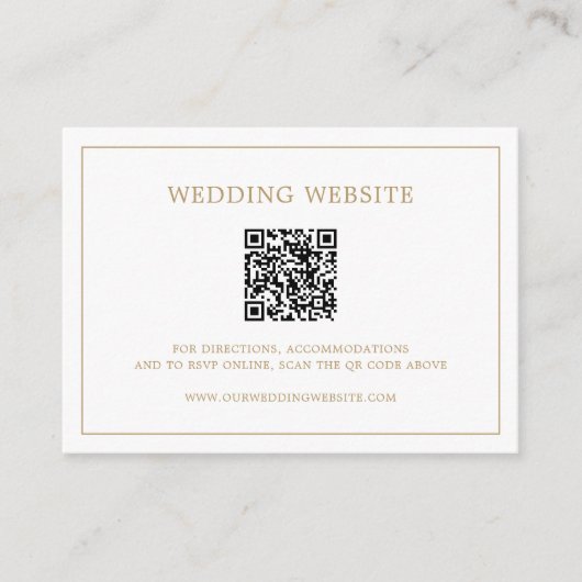 Carte D'accompagnement Simple Monogramme de Code QR de Mariage en Or Anti (Devant)