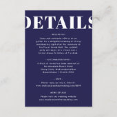 Carte D'accompagnement Simple Navy Blue Bold Modern Mariage Détails (Devant)