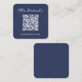Carte D'accompagnement Simple Navy Blue Script Mariage Détails QR Code (Devant / Derrière)