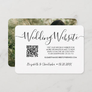 Carte D'accompagnement Simple noir blanc mariage site web QR code photo