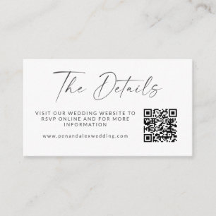 Carte D'accompagnement Simple noir blanc moderne Mariage de script QR Cod