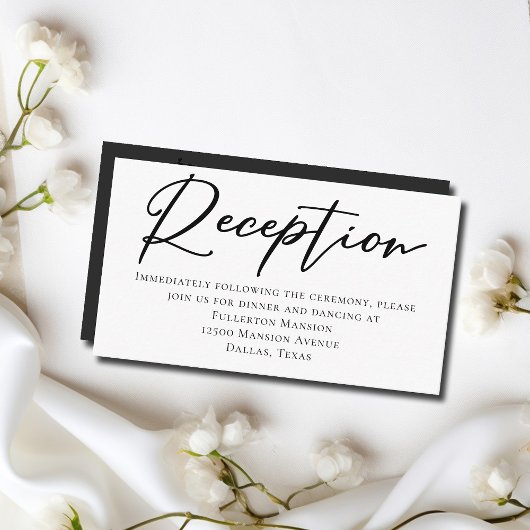 Carte D'accompagnement Simple Noir Blanc Script Formal Mariage Réception