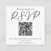 Carte D'accompagnement Simple noir blanc Script Formel Mariage Scan RSVP (Devant)