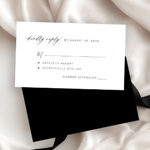 Carte D'accompagnement Simple noir et blanc réponse aimable de mariage RS