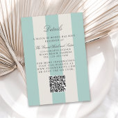 Carte D'accompagnement Simple Pale Teal Cabana Stripes Wedding Details