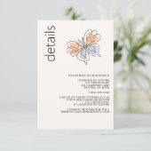 Carte D'accompagnement Simple papillon lunaire corail et violet (Debout devant)