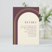 Carte D'accompagnement Simple Plum Arch Mariage Détails de l'invité (Debout devant)