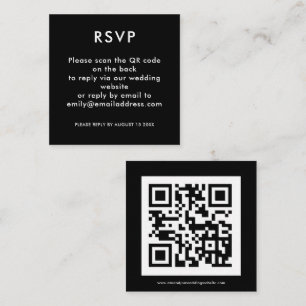 Carte D'accompagnement Simple QR Code Blanc Noir Mariage RSVP