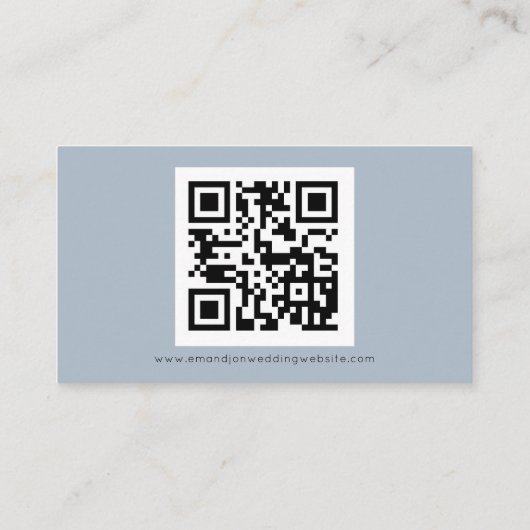 Carte D'accompagnement Simple QR Code Dusty Blue Mariage Website (Dos)