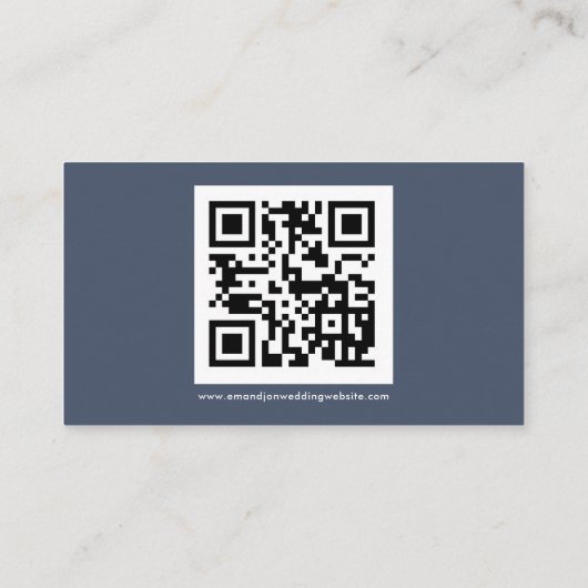 Carte D'accompagnement Simple QR Code Dusty Navy Blue Mariage Website (Dos)