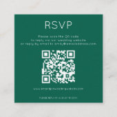 Carte D'accompagnement Simple QR Code Emerald Wedding RSVP (Devant)
