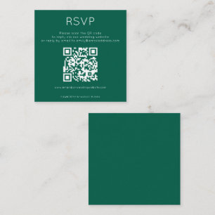 Carte D'accompagnement Simple QR Code Emerald Wedding RSVP