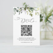 Carte D'accompagnement Simple QR Code et photo de mariage avec verdure d' (Debout devant)