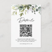 Carte D'accompagnement Simple QR Code et photo de mariage avec verdure d' (Devant)