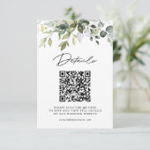 Carte D'accompagnement Simple QR Code et photo de mariage avec verdure d' (Debout devant)