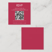 Carte D'accompagnement Simple QR Code Magenta Mariage RSVP (Devant / Derrière)