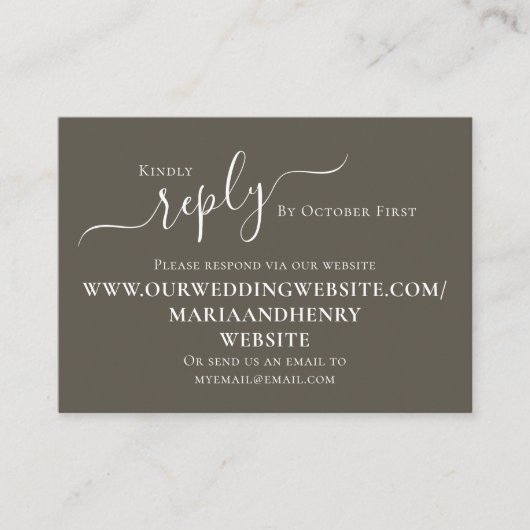 Carte D'accompagnement Simple QR Code RSVP Online Neutre Brown Simple (Devant)
