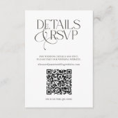 Carte D'accompagnement Simple QR Code RSVP & Wedding Details Card (Devant)