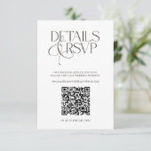 Carte D'accompagnement Simple QR Code RSVP & Wedding Details Card (Debout devant)