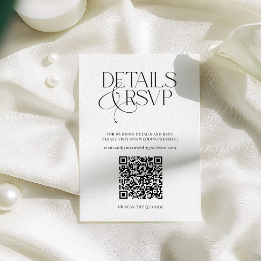 Carte D'accompagnement Simple QR Code RSVP & Wedding Details Card