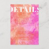 Carte D'accompagnement Simple rose et orange Bold Détails Mariage moderne (Devant)