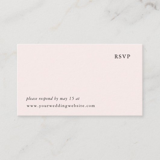 Carte D'accompagnement Simple rougissent le mariage rose | RSVP en ligne (Devant)