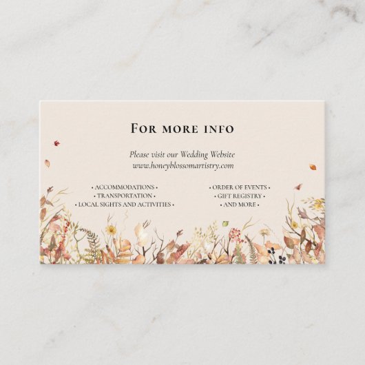 Carte D'accompagnement Simple Rustic Fall Beige Mariage Website (Devant)