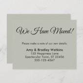 Carte D'accompagnement Simple Sage Green Nous avons déménagé Changement d (Devant / Derrière)