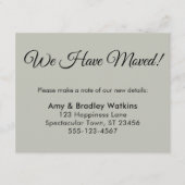 Carte D'accompagnement Simple Sage Green Nous avons déménagé Changement d (Devant)