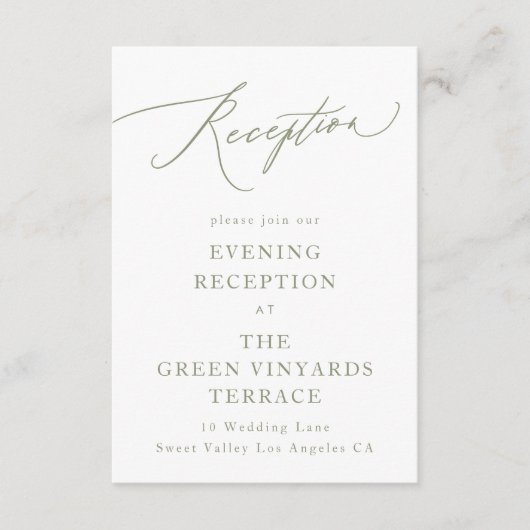 Carte D'accompagnement Simple Sage Vert et blanc Modernité Calligraphie (Devant)