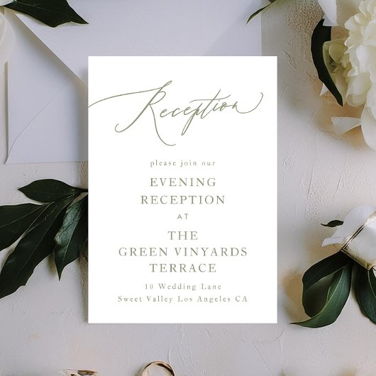 Carte D'accompagnement Simple Sage Vert et blanc Modernité Calligraphie