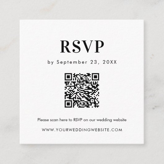 Carte D'accompagnement Simple Scan QR code RSVP Bold Mariage Insertion (Devant)