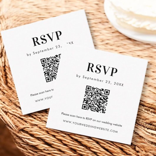 Carte D'accompagnement Simple Scan QR code RSVP Bold Mariage Insertion