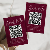Carte D'accompagnement Simple Script Bourgogne QR Code Mariage RSVP