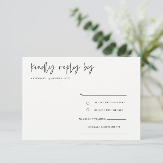 Carte D'accompagnement Simple Script Calligraphy Wedding (Debout devant)