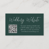 Carte D'accompagnement Simple Script Forest Green Mariage Website QR Code (Devant)