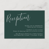 Carte D'accompagnement Simple Script Forest Green Réception de Mariage (Devant)