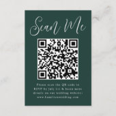 Carte D'accompagnement Simple Script Green Photo QR Code Mariage RSVP (Devant)