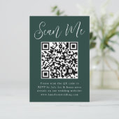 Carte D'accompagnement Simple Script Green Photo QR Code Mariage RSVP (Debout devant)