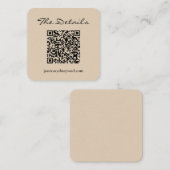 Carte D'accompagnement Simple Script Mariage RSVP Détails QR Code Beige (Devant / Derrière)