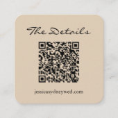 Carte D'accompagnement Simple Script Mariage RSVP Détails QR Code Beige (Devant)