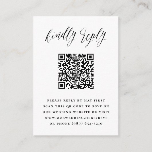 Carte D'accompagnement Simple Script Photo QR Code Wedding RSVP (Devant)