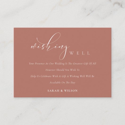 Carte D'accompagnement Simple Script Terracotta Rust Mariage Weu Bien (Devant)