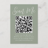 Carte D'accompagnement Simple Script Vert Sauge Code QR RSVP de Mariage (Devant)