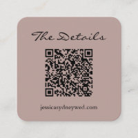 Simple Script Wedding RSVP Détails QR Code Mauve