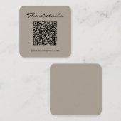 Carte D'accompagnement Simple Script Wedding RSVP Détails QR Code Taupe (Devant / Derrière)