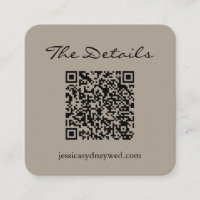 Simple Script Wedding RSVP Détails QR Code Taupe