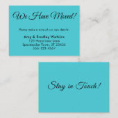 Carte D'accompagnement Simple Turquoise Nous avons déplacé le changement  (Devant / Derrière)