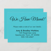 Carte D'accompagnement Simple Turquoise Nous avons déplacé le changement  (Devant / Derrière)